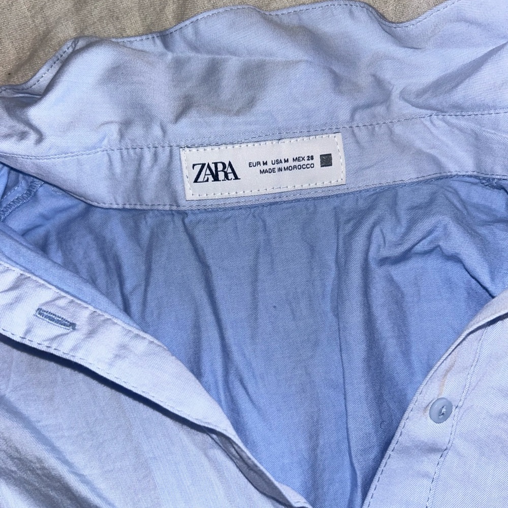 Zara Pale Blue Classic Button-Down Shirt